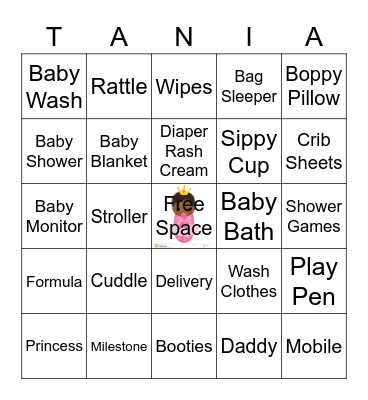 Tania's Shower Bingo Card