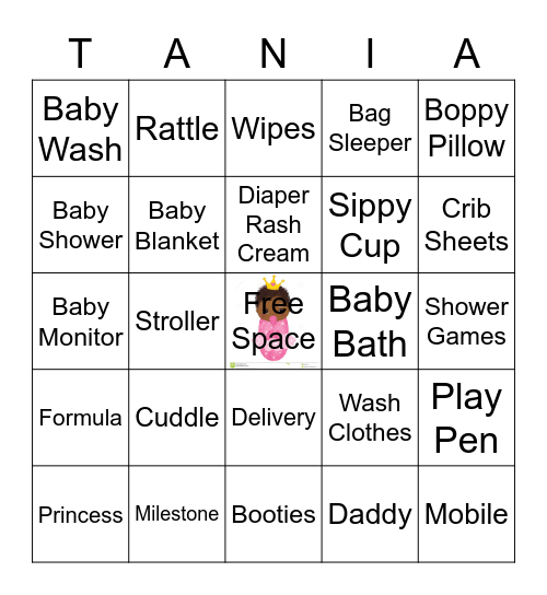 Tania's Shower Bingo Card
