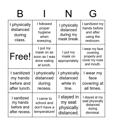 Wellness Bingo Card