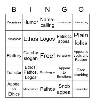 Propaganda Bingo Card