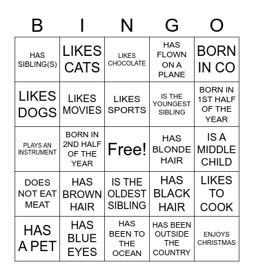 Get To Know Me Bingo Card