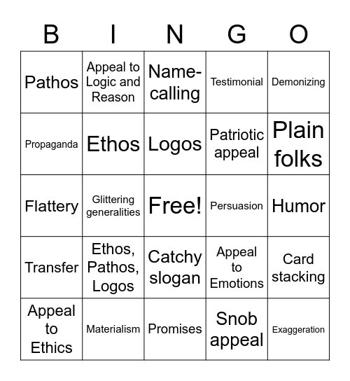 Propaganda Bingo Card