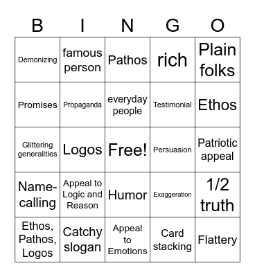 Propaganda Bingo Card