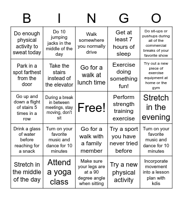 Move More Bingo Card