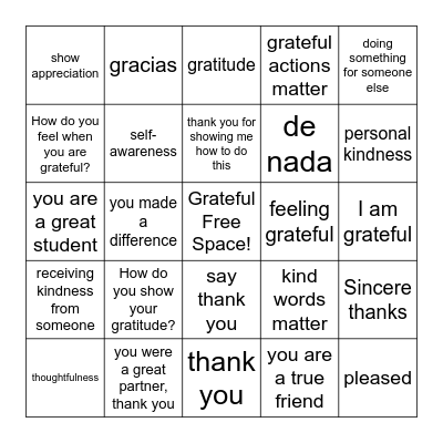 CARE ADVANTAGE GRATEFUL BINGO Card