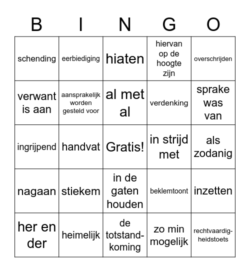 NNP H7 In het oog van de camera van de baas Bingo Card