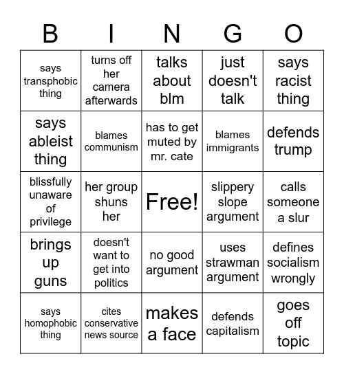 michelle debate bingo Card