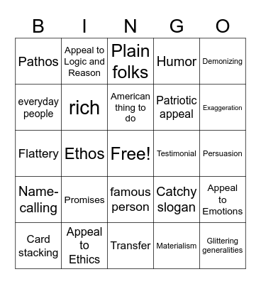Propaganda Bingo Card