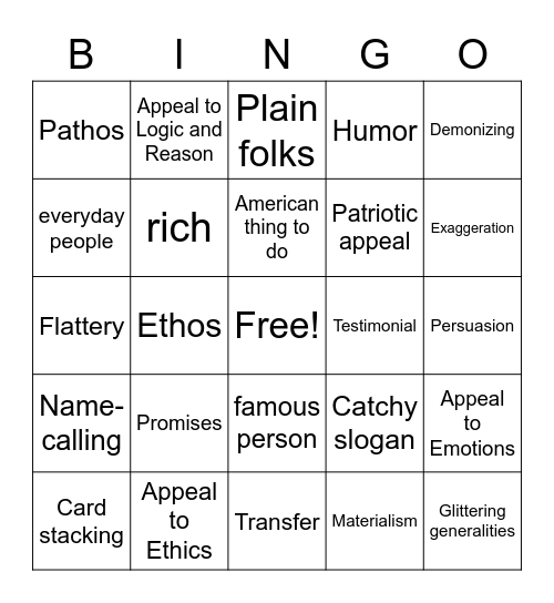 Propaganda Bingo Card