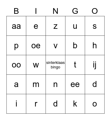 Sinterklaas letter bingo Card