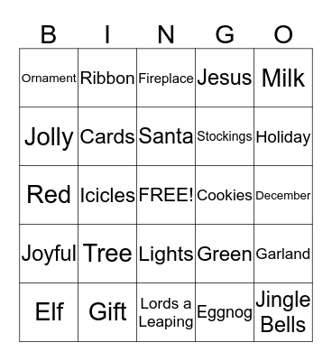 Christmas Bingo  Bingo Card