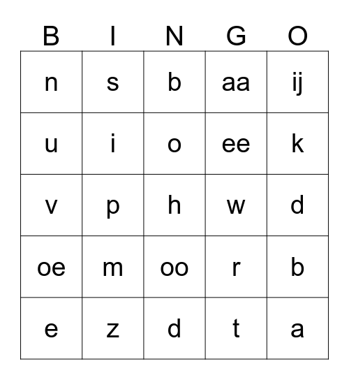 P E P E R N O T E N   -  L E T T E R Bingo Card