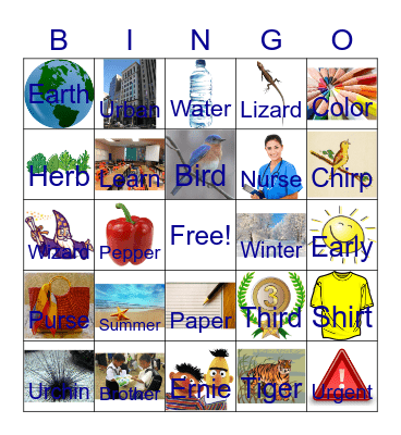 "er" words Bingo Card