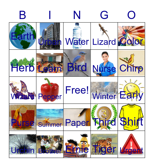 "er" words Bingo Card