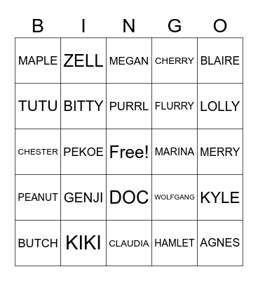 ANIMAL CROSSING Bingo Card