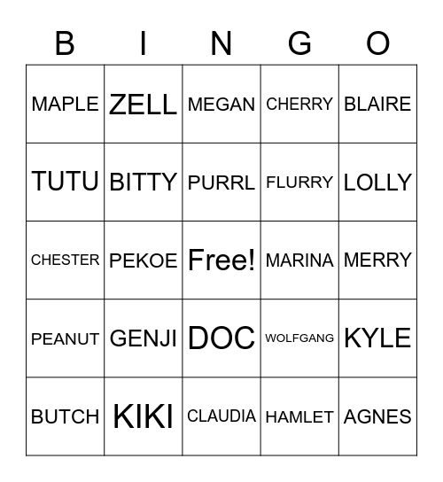 ANIMAL CROSSING Bingo Card