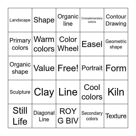 Art Bingo! Bingo Card