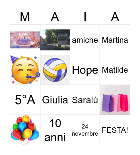Maia's Bingo! Bingo Card