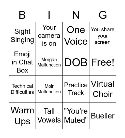 Rehearsal Strategies 11/13 + 11/17 Bingo Card