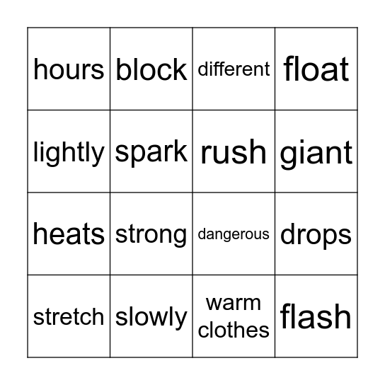 1.8 Snowstorms/Thunder & Lightning Bingo Card