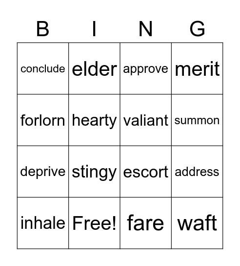 Book 4: Unit 17 Bingo Card