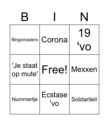 SHOTKAART Bingo Card