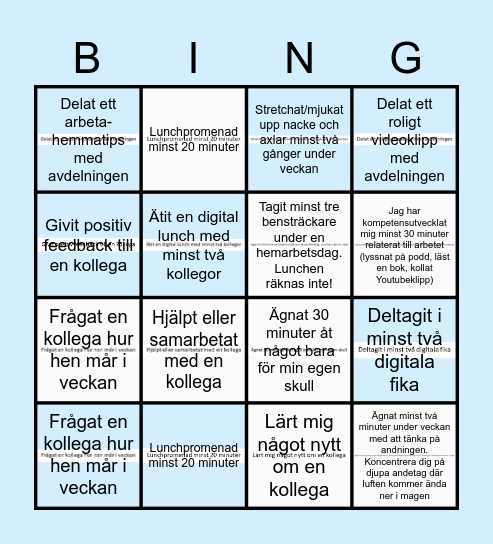 Hemarbetsbingo Card