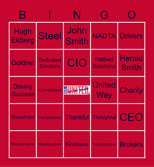 United Way BINGO Card