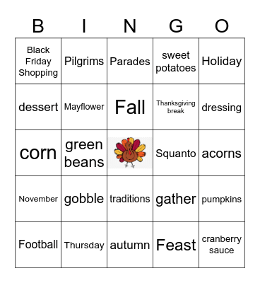 Thanksgiving Bingo Card