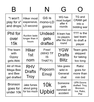 DPL S4 Auction Bingo Card