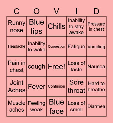 Covid Bingo Card