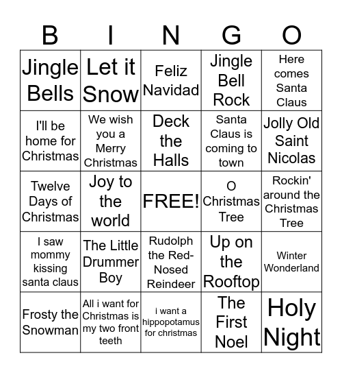 Music Bingo Card