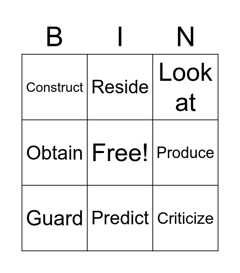 VOCAB BINGO Card