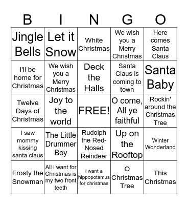 Music Bingo Card
