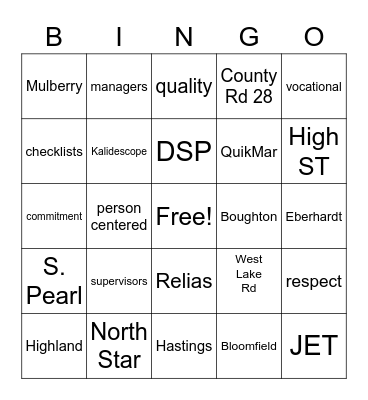Residential Bingo Card