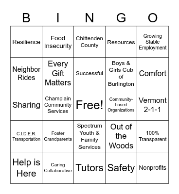 GFC 2020 United Way - Now more than ever! Bingo Card