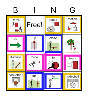 Force and Motion Bingo Card