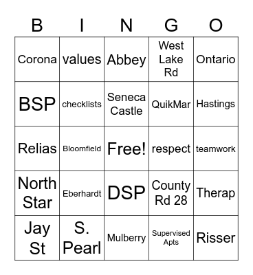 Residential Bingo Card