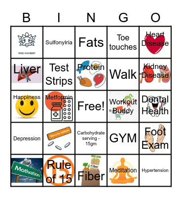 Diabetes Bingo Card