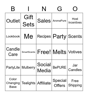 PartyLite BINGO Card