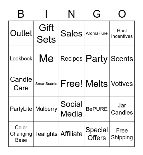 PartyLite BINGO Card