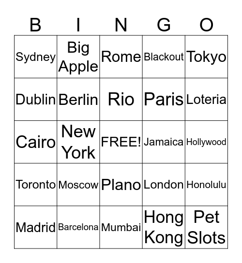 Bingo Blitz Bingo Card