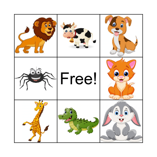 BINGO - ANIMALS Bingo Card