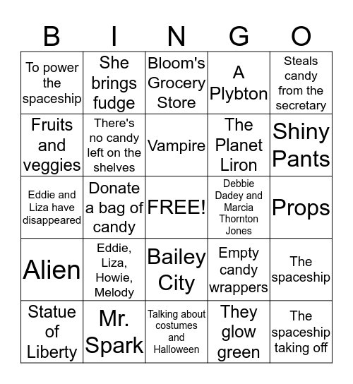 Aliens Bingo Card