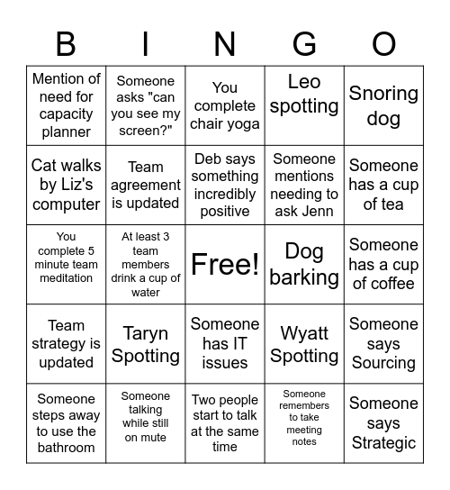 Talent Offsite Bing Bingo Card