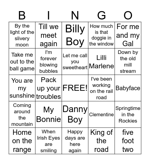 Music Bingo Card