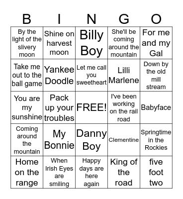 Music Bingo Card