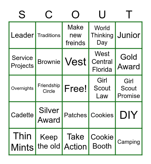 GIRL SCOUT BINGO Card