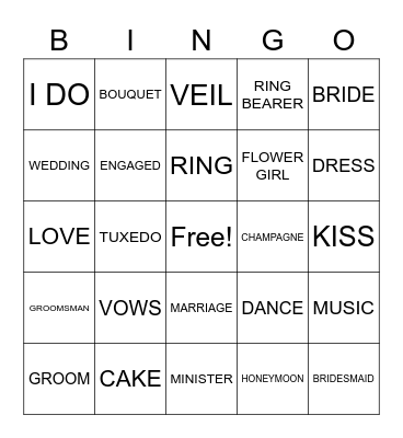 BRIDAL SHOWER BINGO Card