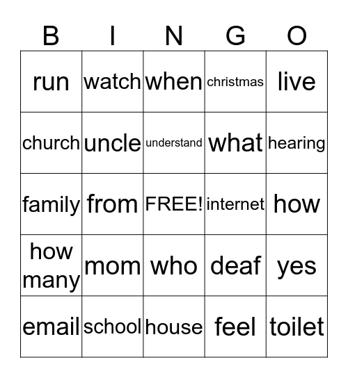 ASL BINGO Card